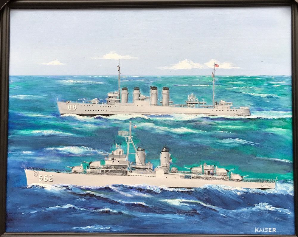 Oil painting of the USS Robinson by Kaiser